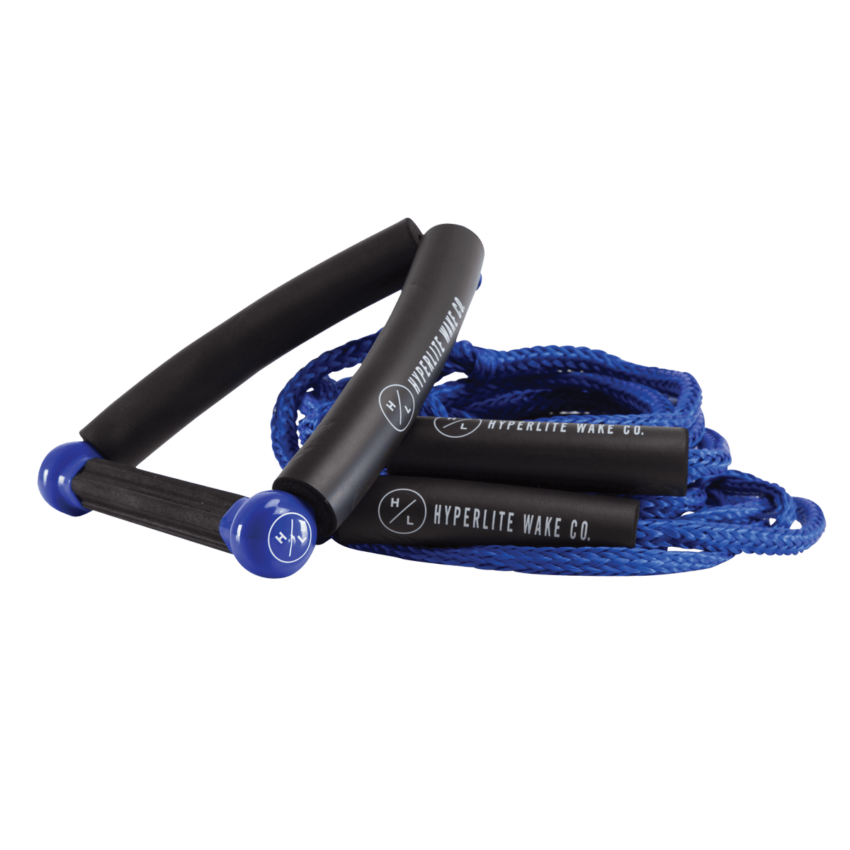 Blue surf rope with handle, black grip, and brand logo.