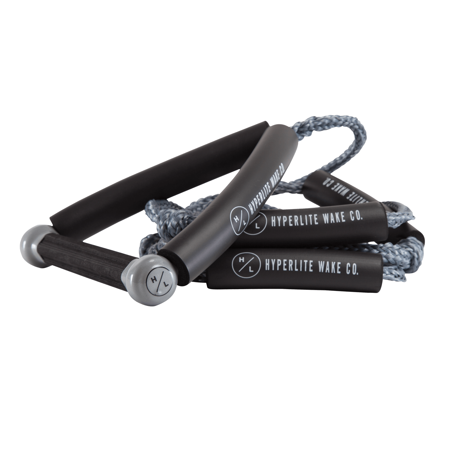 Hyperlite 20 Surf Rope w/ Handle- Grey, thick braided line, branded Hyperlite Wake Co.