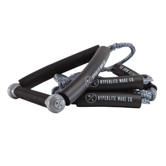 Hyperlite 20 Surf Rope w/ Handle- Grey, thick braided line, branded Hyperlite Wake Co.