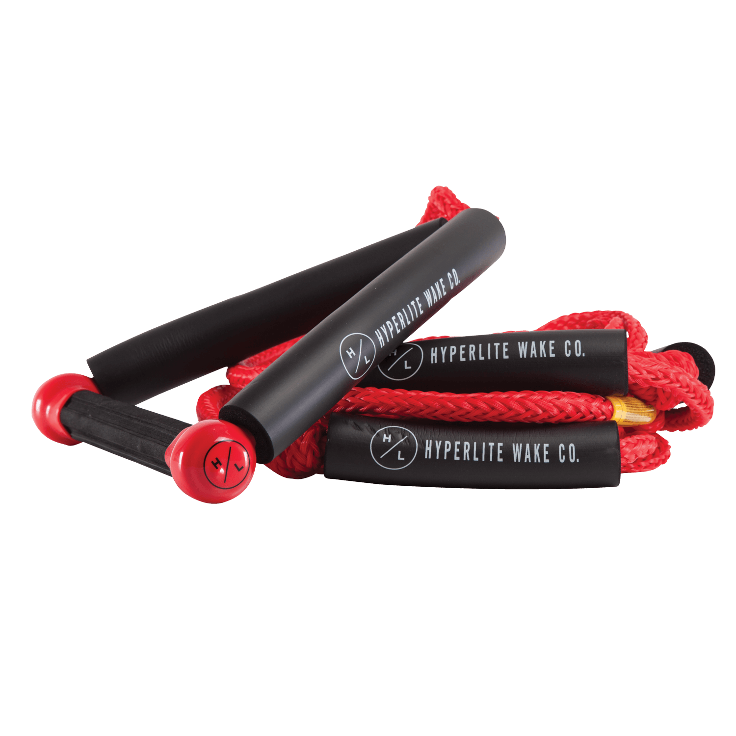 25 Surf Rope w/ Handle - Red, featuring a braided red line and wakeboarding handle.