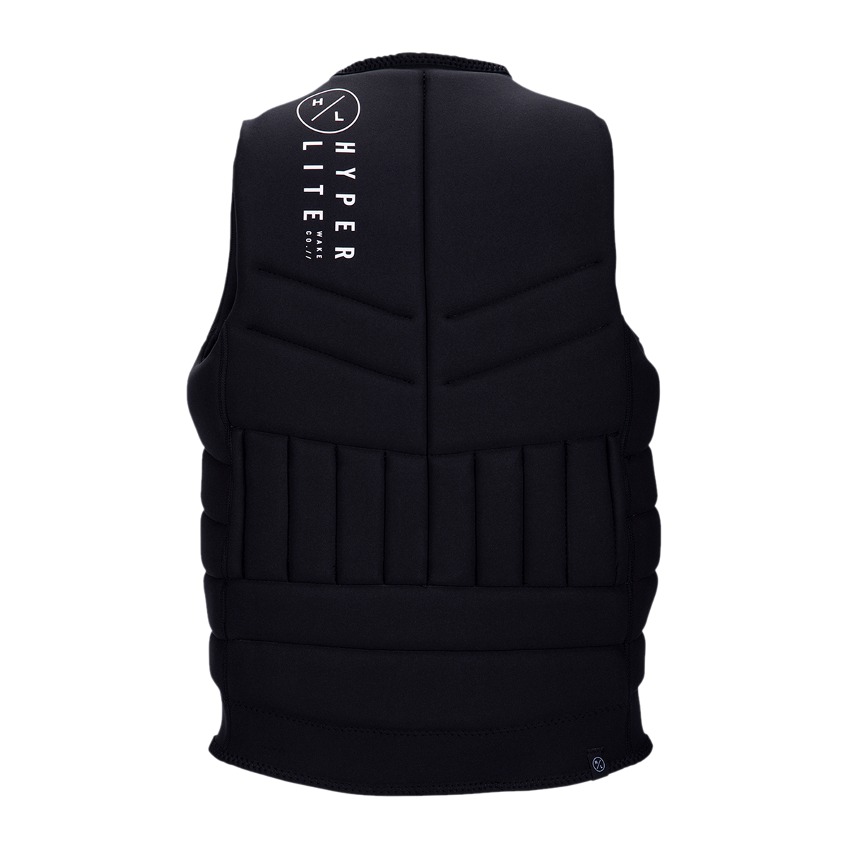 Back view of the Black Blueprint Jacket with vertical logo and ergonomic flex zones.