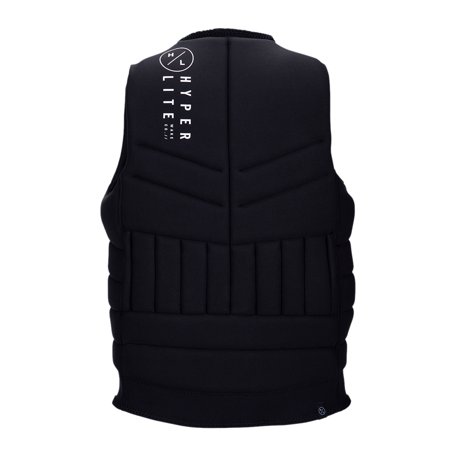 Back view of the Black Blueprint Jacket with vertical logo and ergonomic flex zones.