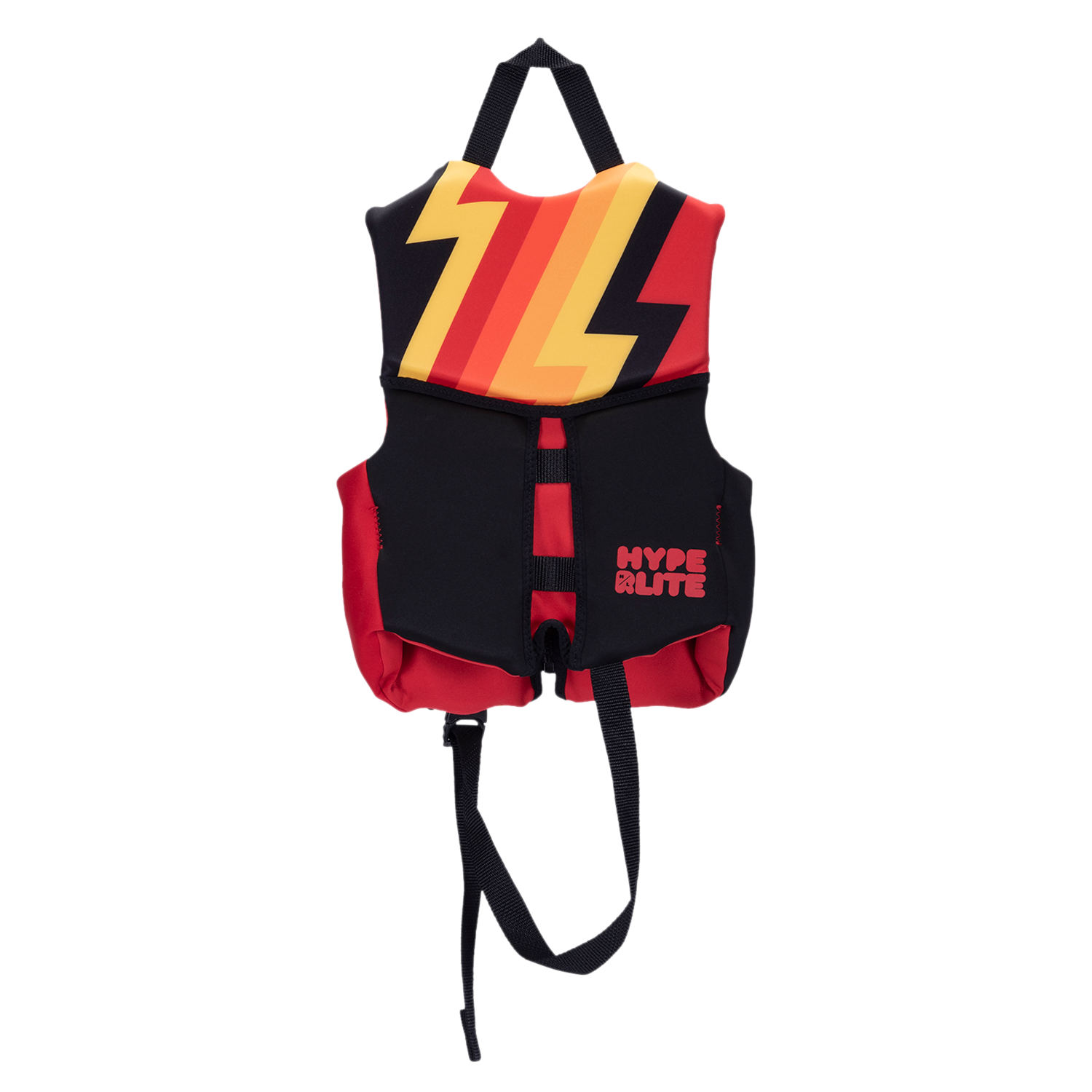 Boys Child Indy - CGA Vest: black/red, bold lightning design, perfect life-saving device.