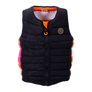 Cadence Jacket life vest has front zipper, circular logo, and ensures maximum mobility.