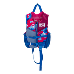 Girls Indy vest in pink & blue with adjustable straps and top handle.