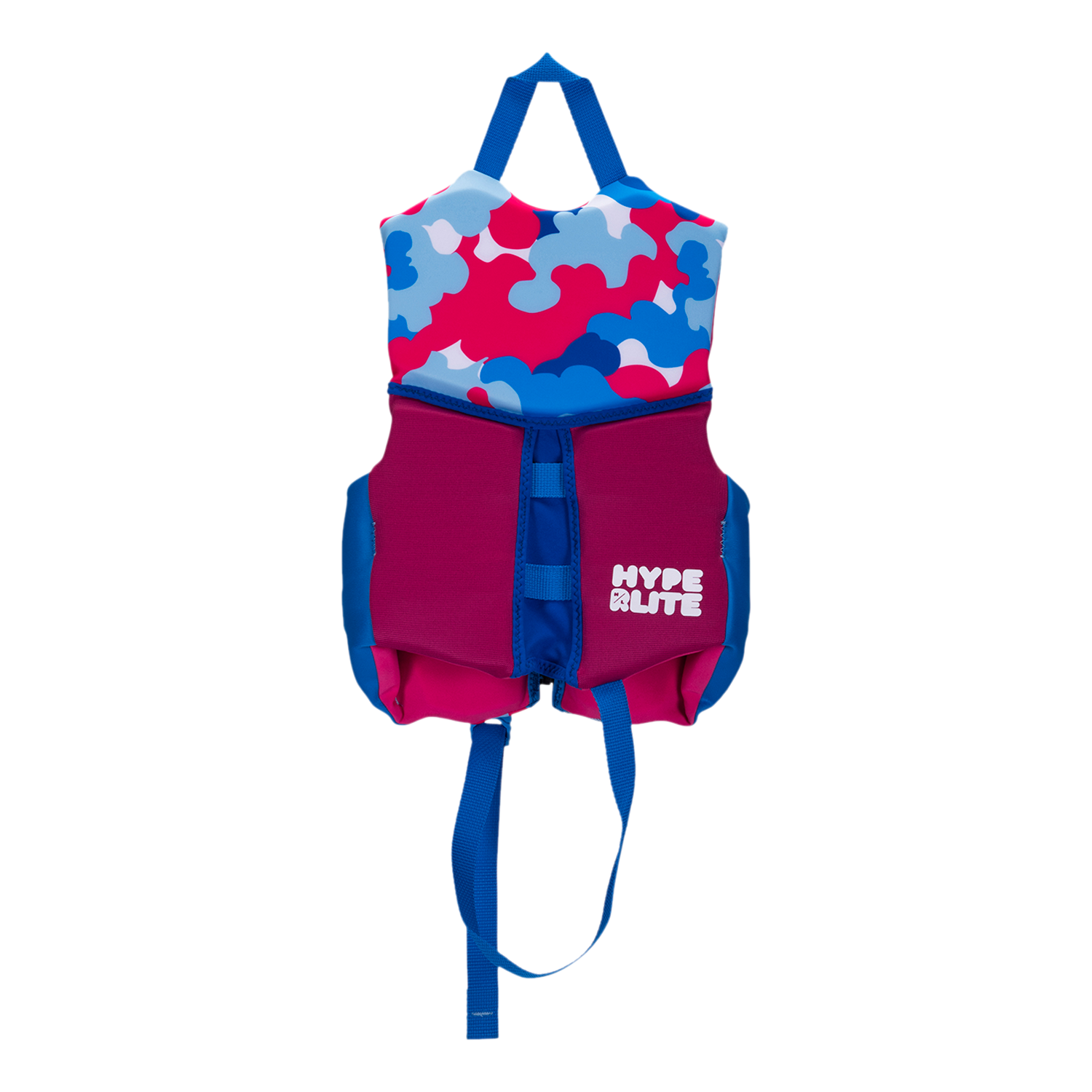 Girls Child Indy - CGA Vest in red, blue, and white camo for water safety.