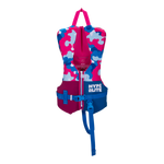 Girls Toddler Indy CGA Vest in blue, pink, and white camo; USCG approved.