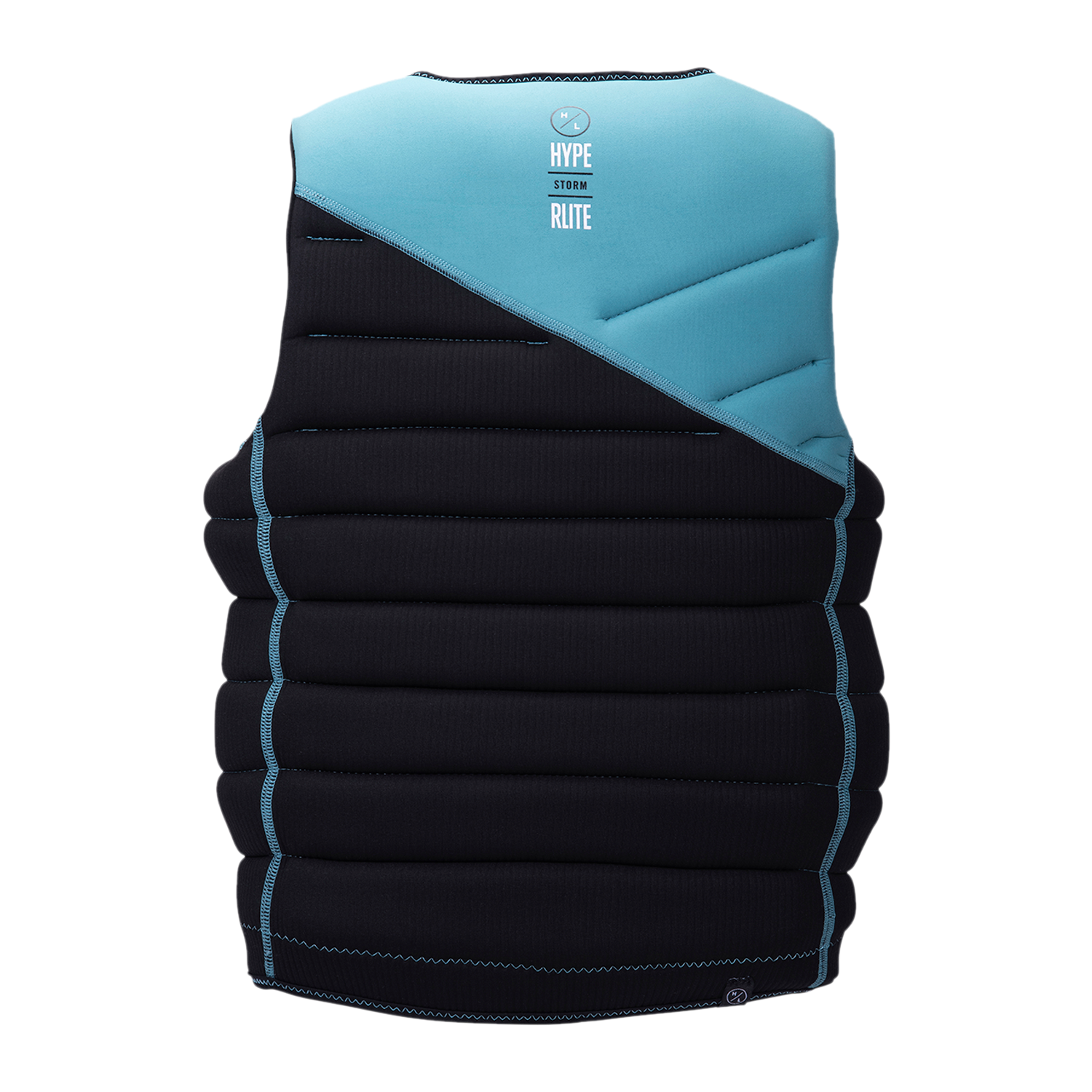 Teal and black Storm Jacket with a geometric design, lightweight construction.