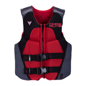 KW Pro Junior Indy CGA Vest, red/black with buckles & branding. Coast Guard Approved.