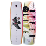 Top and base of Cadence wakeboard: one with birds & flowers, the other featuring a Continuous Rocker.