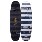 Top and base of striped Codyak wakeboard: one has a tiger, the other has text and abstract designs.