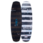 Top and base of Codyak wakeboard with blue and white patterns plus text.