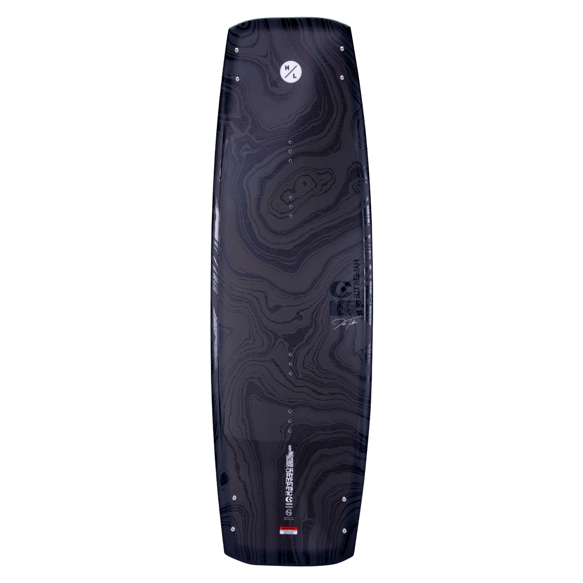 Top view of the Cryptic wakeboard featuring dark contour lines and center logo.