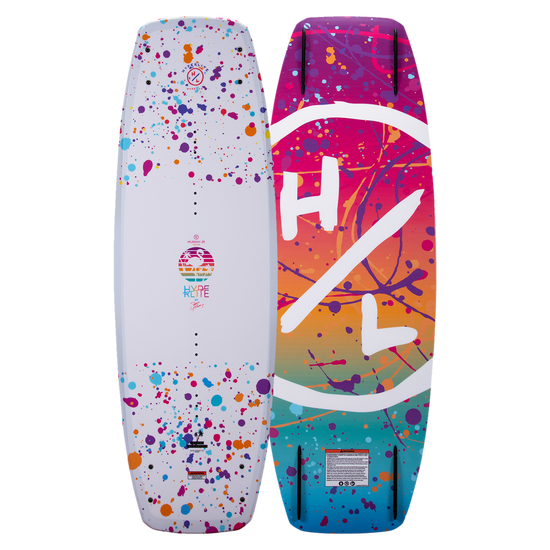 Murray Jr. Girls wakeboard with paint splatters and abstract design on both sides.