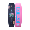 Top and base of vibrant Union 2024 wakeboard with Night Racing text and a Woodlite Core.