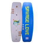 Union 2024 wakeboard with art and blue SAVAGE LOVE on Woodlite Core.