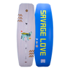 Top and base of vibrant Union 2024 wakeboard with Night Racing text and a Woodlite Core.