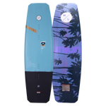 Top and base of colorful wakeboard with palm tree & geometric designs, Union Dom Guehrs Ltd. Edition.