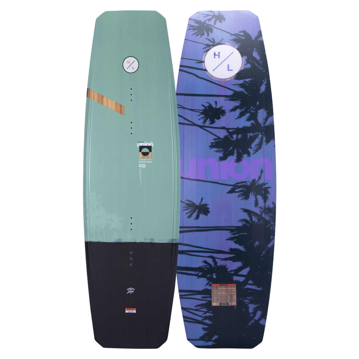 Ltd. Edition Union Dom Guehrs wakeboard with palm tree and abstract designs.