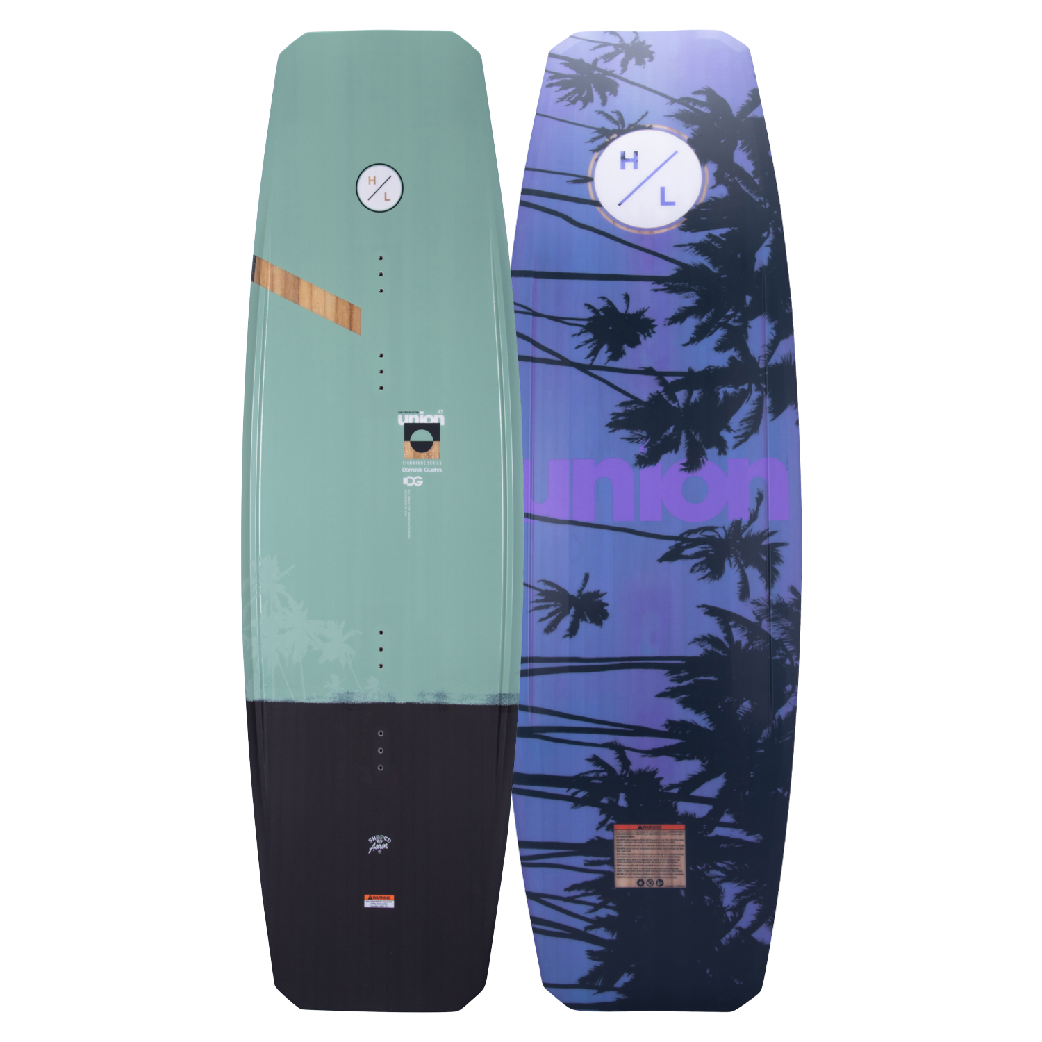Ltd. Edition Union Dom Guehrs wakeboard with palm tree and abstract designs.