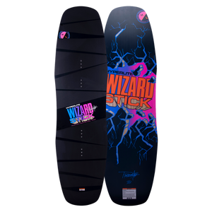 Top and base of WizardStick 2024 in black with colorful graphics and E-Core Construction.