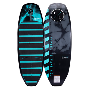 Two black & teal Shuttle wakeboards w/Falcon Foil Kit, geometric designs, Hyperlite Wake Co. branding.
