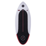 Buzz white surfboard with black/red accents, geometric patterns, and Durashell Construction.