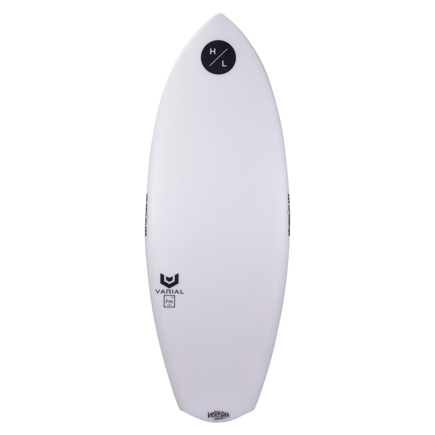 Condor 2024: A white wakeboard with a black logo and fin, ideal for Varial wakesurfers.