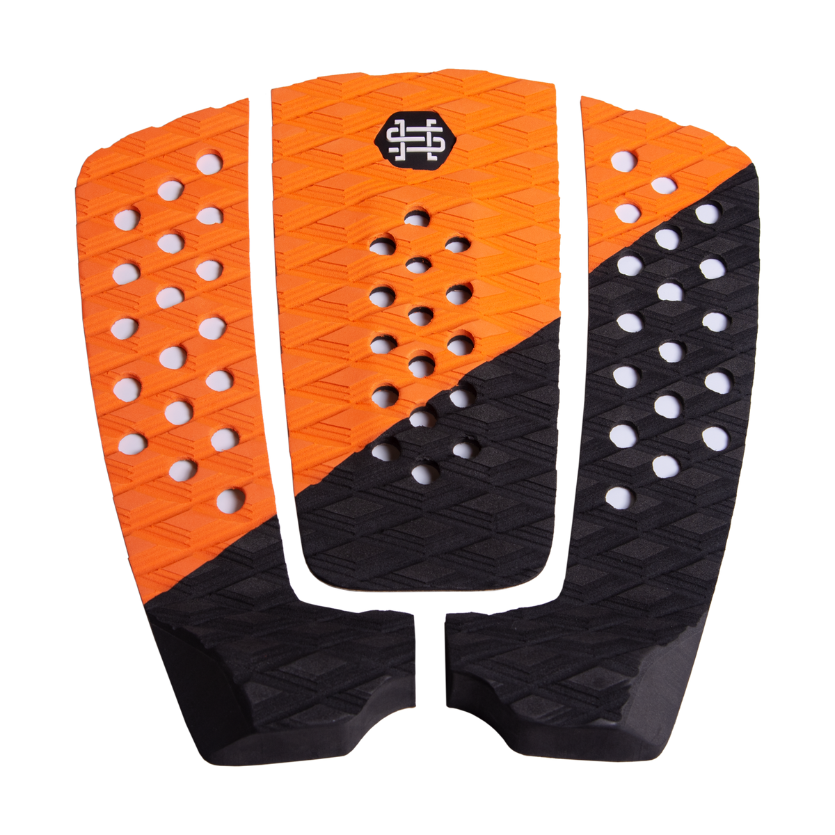 HL Diamond Rear Traction Pad, orange/black with circular holes, diamond pattern & logo.