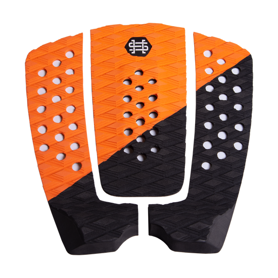 HL Diamond Rear Traction Pad, orange/black with circular holes, diamond pattern & logo.