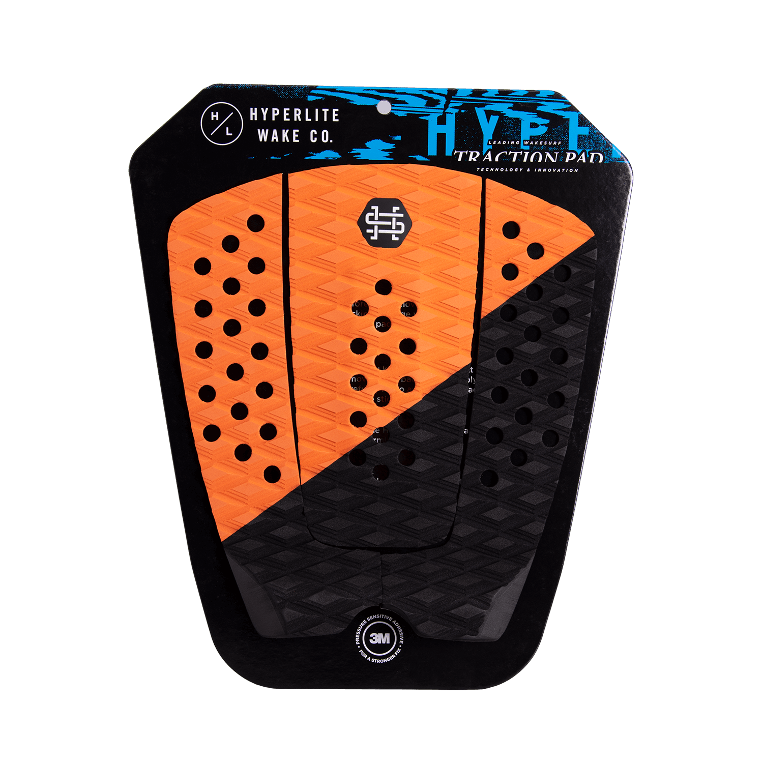 HL Diamond Rear Traction Pad in orange & black by Hyperlite Wake Co. with diamond pattern.