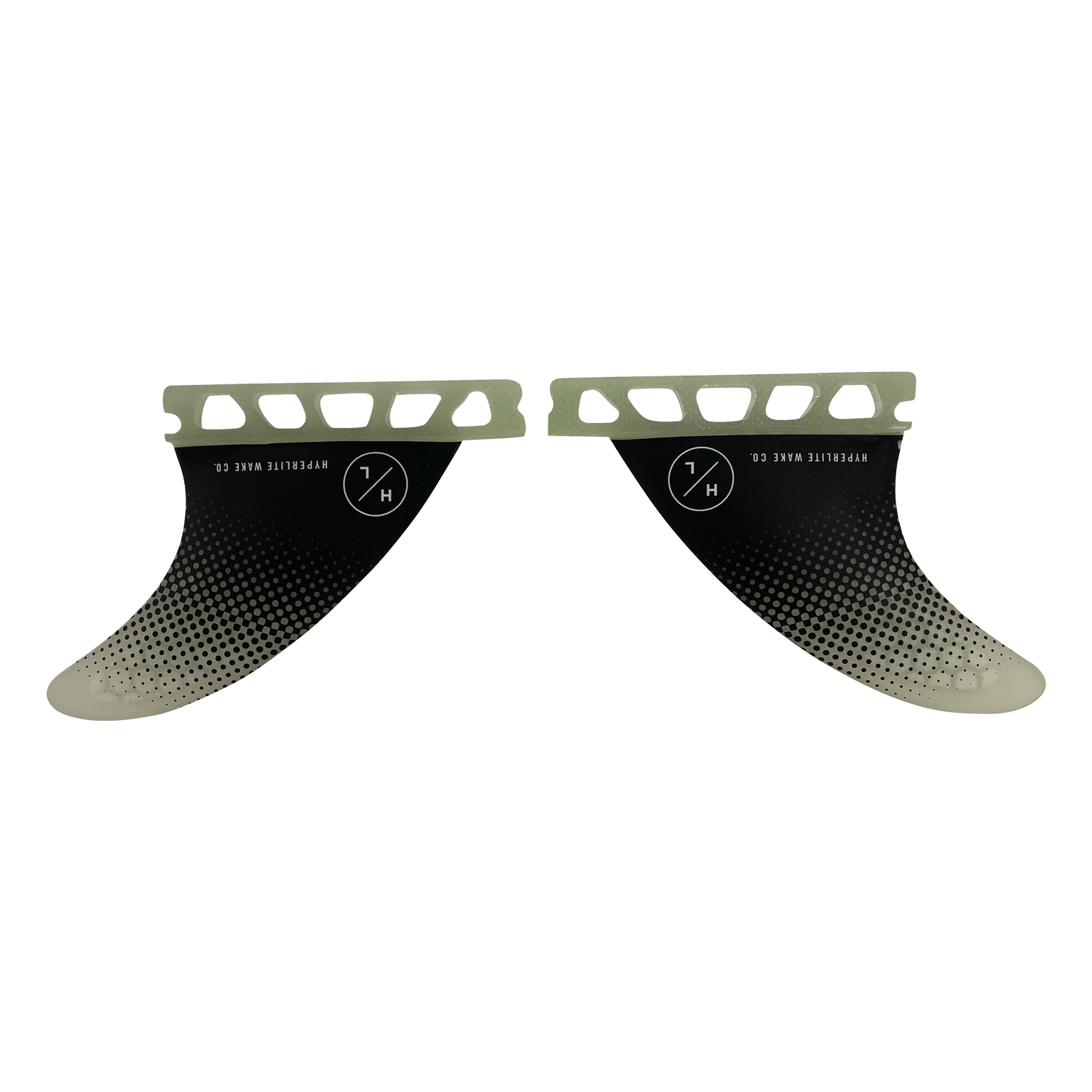 Two black 3.5 Flux fins w/white logo, pair, for a looser feel.