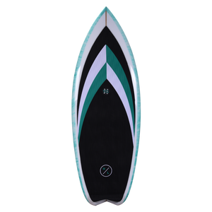 Frother 2.0: Black, turquoise, and white wakesurfer with chevron pattern.