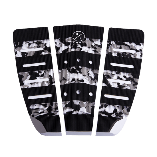 Grippy HL Rear Corduroy Traction Pad in black and white camo, featuring ridges and holes.