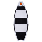 Smokewagon carbon striped wakeboard on a white surface.